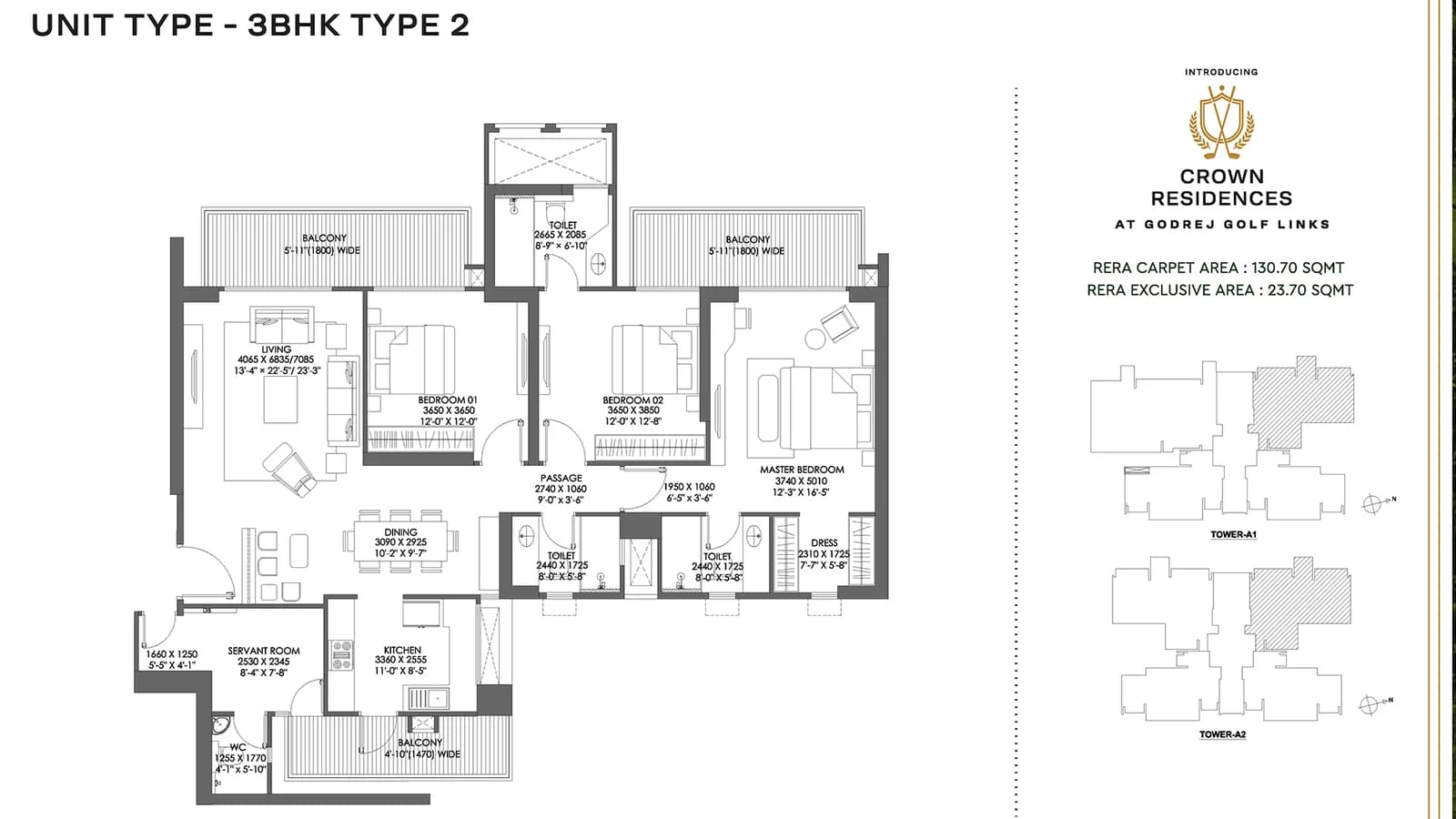 Sobha Dream Gardens 3 BHK Apartment floor plan