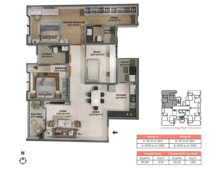 Adarsh Welkin Park 2.5 BHK Apartment floor plan