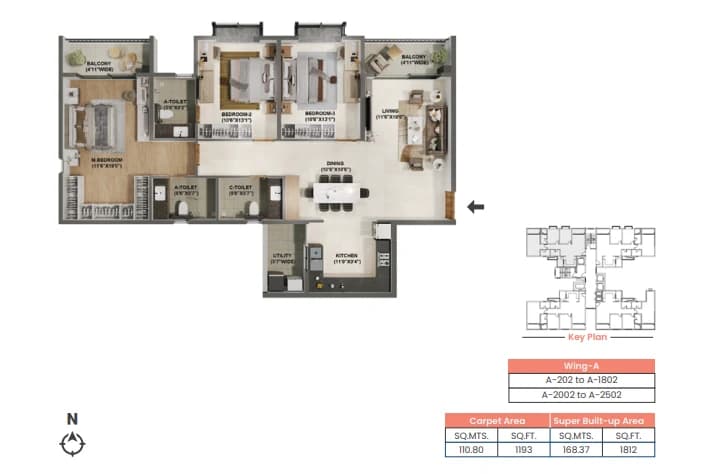 Adarsh Welkin Park 4 BHK Apartment floor plan